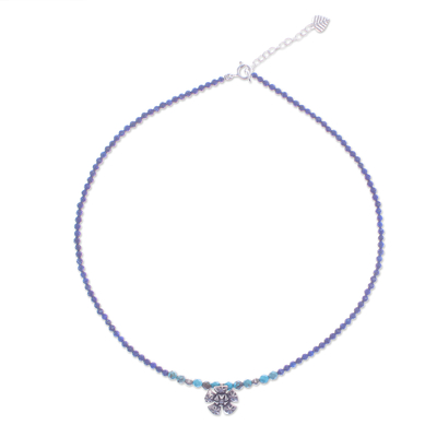 Collar con colgante de lapislázuli - Collar con colgante de plata Lapislázuli y Karen
