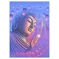 'Yee Peng' - Signed Acrylic on Canvas Buddha Painting