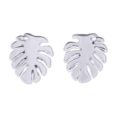 Sterling Silver Leaf-Motif Stud Earrings