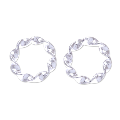 Sterling silver stud earrings, 'Mesmerizing Waves' - Polished Sterling Silver Spiraled Stud Earrings