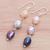 Cultured pearl dangle earrings , 'Candy Pearl' - Sterling Silver Cultured Pearl Dangle Earrings From Thailand (image 2b) thumbail