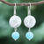 Cultured pearl and quartz dangle earrings, 'Blue Candy Sea' - Cultured Freshwater Pearl and Quartz Dangle Earrings (image 2) thumbail