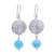 Cultured pearl and quartz dangle earrings, 'Blue Candy Sea' - Cultured Freshwater Pearl and Quartz Dangle Earrings thumbail