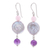 Multi-gemstone dangle earrings, 'Cotton Candy Sea' - Cultured Pearl and Rose Quartz Dangle Earrings