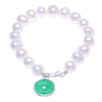 Artisan Crafted Jade and Cultured Pearl Bracelet