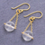 Gold-plated quartz dangle earrings, 'Clear Night Sky' - Gold-Plated Sterling Silver and Quartz Dangle Earrings