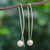Cultured pearl drop earrings, 'Light and Grace' - Artisan Crafted Cultured Pearl and Sterling Silver Earrings (image 2) thumbail