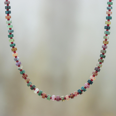 Jaspis-Perlenkette - Handgefertigte Halskette aus Jaspis und Glasperlen