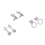 Sterling silver stud earrings, 'Every Day Look' (set of 3) - Hand Made Sterling Silver Stud Earrings (Set of 3)