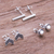 Sterling silver stud earrings, 'Weekday Trio' (set of 3) - Artisan Made Sterling Silver Stud Earrings (Set of 3) thumbail