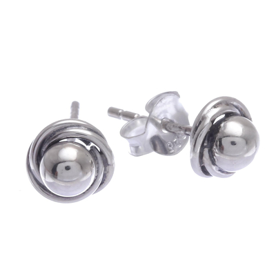 Sterling silver stud earrings, 'Weekday Trio' (set of 3) - Artisan Made Sterling Silver Stud Earrings (Set of 3)