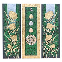 'Plentiful' (triptych) - Lotus Flower Triptych Painting on Canvas (Triptych)
