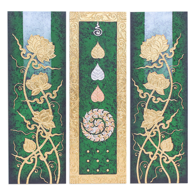 Lotus Flower Triptych Painting on Canvas (Triptych)