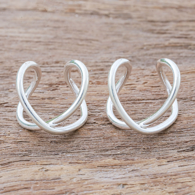 Sterling silver ear cuffs, 'Infinity and Beyond' - Hand Crafted in ThailandSterling Silver Ear Cuffs