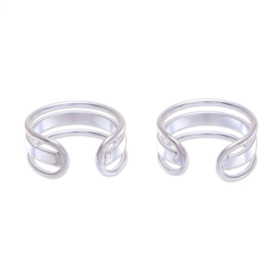 Sterling silver ear cuffs, 'Cool Day' - Artisan Made Sterling Silver Ear Cuffs from Thailand