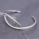 Sterling silver cuff bracelet, 'Breaking the Waves' - Hand Crafted Sterling Silver Cuff Bracelet