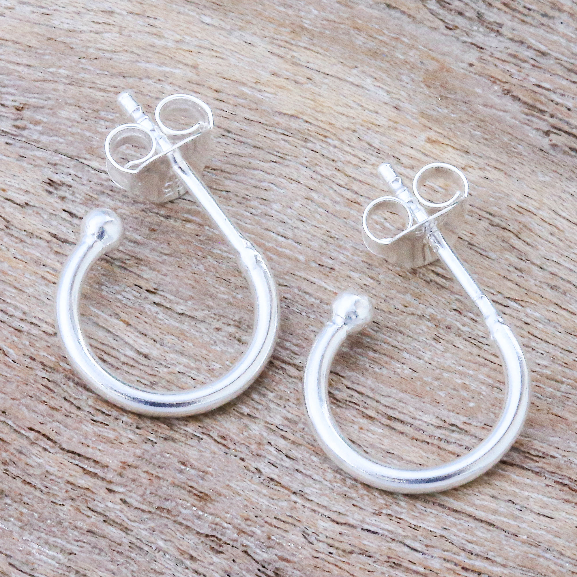 Artisan Crafted Sterling Silver Half Hoop Earrings - Classic Crescent ...