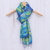 Tie-dyed silk scarf, 'Smiling Sea' - Fringed Tie-Dyed Silk Scarf (image 2) thumbail