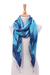 Batik silk scarf, 'Ocean Delight' - Batik Printed Silk Scarf thumbail