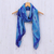 Batik silk scarf, 'Summer Ocean' - Batik Printed Blue Silk Scarf thumbail