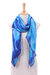 Batik silk scarf, 'Summer Ocean' - Batik Printed Blue Silk Scarf