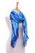 Batik silk scarf, 'Summer Ocean' - Batik Printed Blue Silk Scarf (image 2b) thumbail