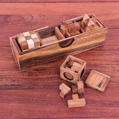 Rompecabezas de madera, (juego de 4) - Rompecabezas de madera Raintree tallados a mano (juego de 4)