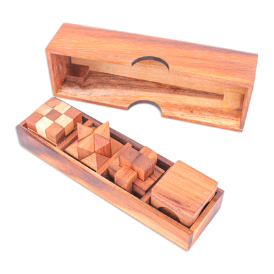 Rompecabezas de madera, (juego de 4) - Rompecabezas de madera Raintree tallados a mano (juego de 4)