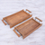 Teak wood serving trays, 'Favorite Breakfast' (pair) - Hand Made Teak Wood and Iron Serving Trays (Pair)