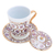 Taza y platillo de porcelana Benjarong. - Juego de taza y platillo de porcelana Benjarong
