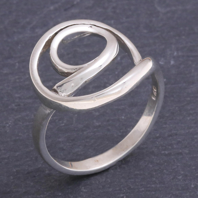 Sterling silver cocktail ring, 'Coiling Clouds' - Hand Made Sterling Silver Cocktail Ring