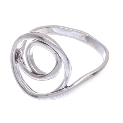 Sterling silver cocktail ring, 'Coiling Clouds' - Hand Made Sterling Silver Cocktail Ring