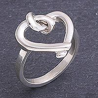 Cocktailring aus Sterlingsilber, „Knotted Heart“ – Ring aus Sterlingsilber mit geknotetem Herz