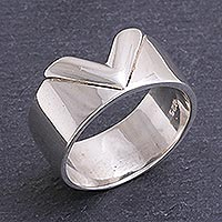 Featured review for Sterling silver band ring, V Power
