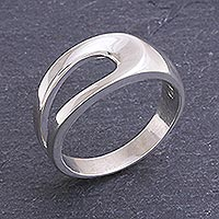 Handcrafted Sterling Silver Band Ring,'Fantasy Orbit'