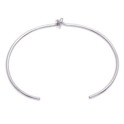 Sterling silver cuff bracelet, 'Single Knot' - Sterling Silver Knotted Cuff Bracelet