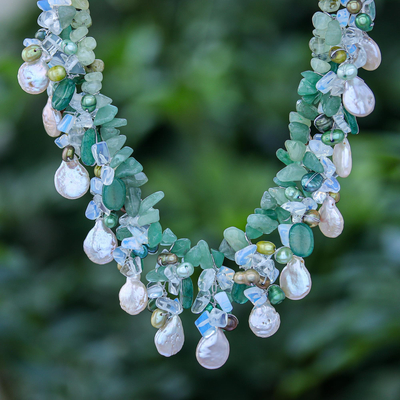 Multi-gemstone waterfall necklace, Underwater Kiss