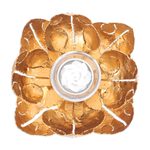 Steel tealight holder, 'Blessed Lotus' - Hand Cut Steel and Gold Foil Lotus Tealight Holder