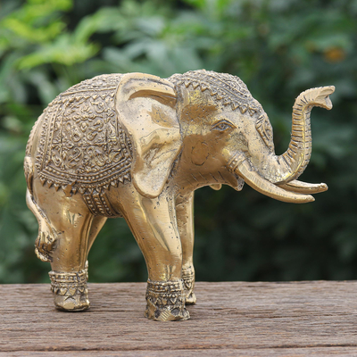 Antique Finished Brass Elephant Sculpture - Elephant Days