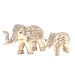 Brass sculptures, 'Royal Parade' (set of 2) - Hand Made Brass Elephant Sculptures (Set of 2)