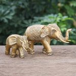 Brass sculptures, 'Royal Parade' (set of 2) - Hand Made Brass Elephant Sculptures (Set of 2)
