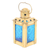 Glass and brass tealight lantern, 'Lantern in Blue' - Blue Pressed Glass and Brass Tealight Lantern