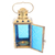 Linterna candelita de vidrio y latón - Linterna candelita de latón y vidrio prensado azul
