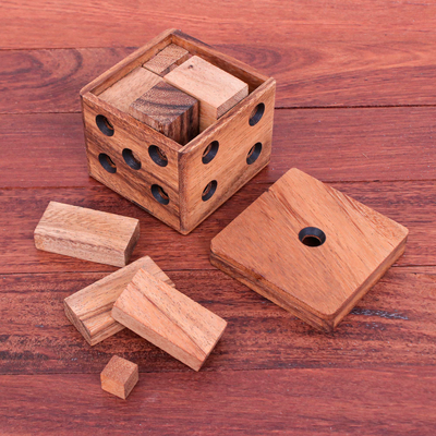 Wood puzzle, 'Undone Cube' - Handmade Raintree Wood Puzzle