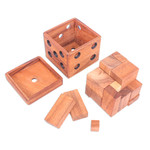Wood puzzle, 'Undone Cube' - Handmade Raintree Wood Puzzle