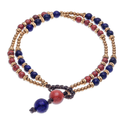 Jasper and lapis lazuli beaded bracelet, 'Carnival in Blue' - Jasper and Lapis Lazuli Beaded Bracelet