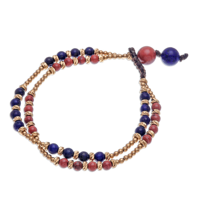 Jasper and lapis lazuli beaded bracelet, 'Carnival in Blue' - Jasper and Lapis Lazuli Beaded Bracelet