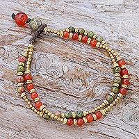 Featured review for Carnelian and unakite beaded bracelet, Carnival in Orange