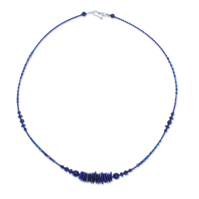 Collar con colgante de macramé, lapislázuli y howlita - Collar Colgante Macramé Lapislázuli y Howlita