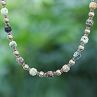 Gold-accented hematite beaded necklace, Bright Globe